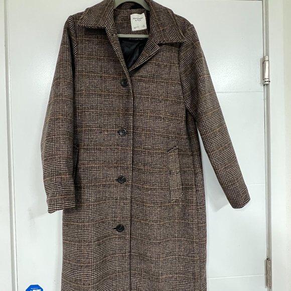 Abercrombie Plaid Wool-Blend Mod Coat - Picture 1 of 5